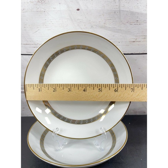 Noritake Hartford 5944 Soup Salad Bowl (7-3/4") Grey Gold Greek Key Set of 2 - Picture 5 of 7